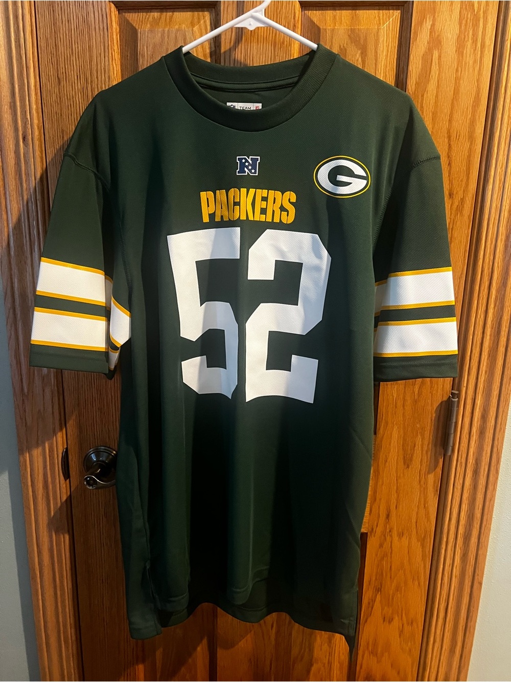 NFL Green Bay Packers #52 Dark Green Jersey Tee with White and Gold Details